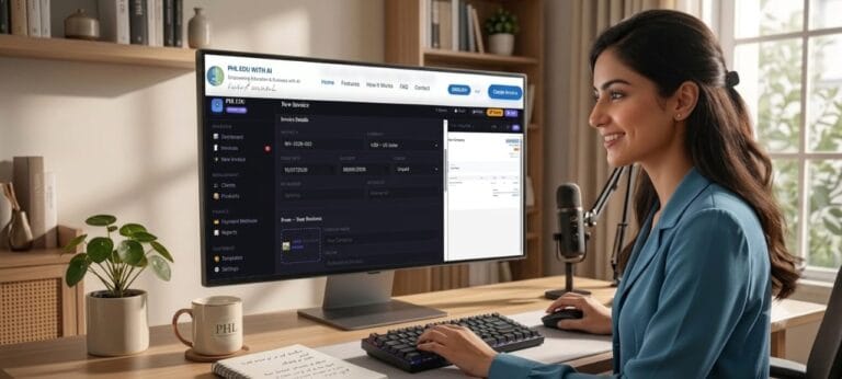 Free Online Invoice Generator dashboard layout by PHL EDU WITH AI
