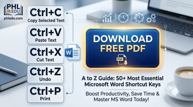 50 Best MS Word Shortcut Keys A to Z Guide with Free PDF Download