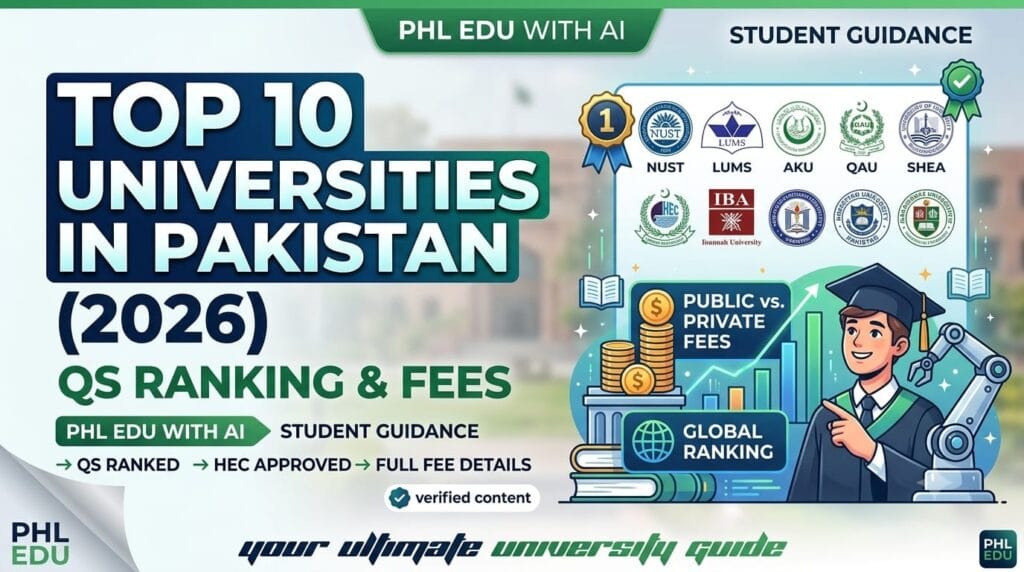 Top 10 Universities in Pakistan (2026) QS Ranking and Fees Feature Image By PHL EDU