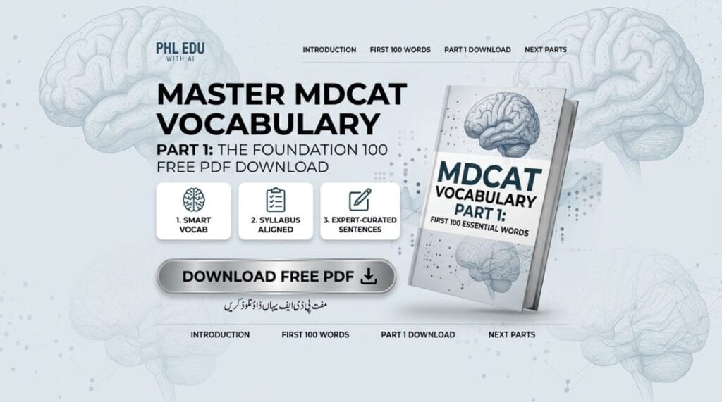 MDCAT Vocabulary Part 1 - First 100 Essential Words PDF by PHL EDU with AI