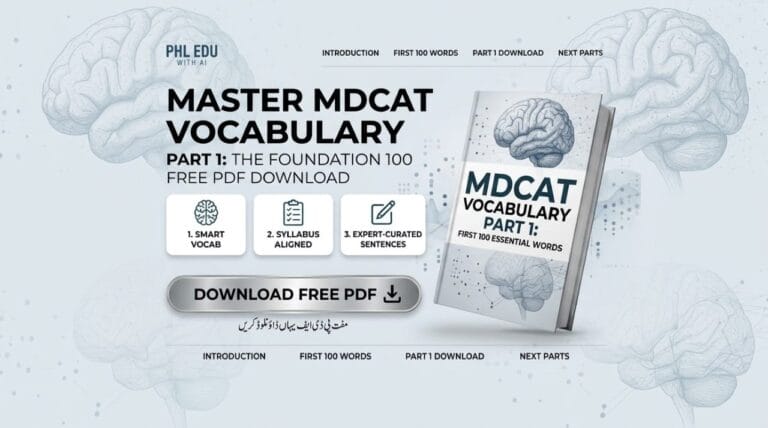 MDCAT Vocabulary Part 1 - First 100 Essential Words PDF by PHL EDU with AI