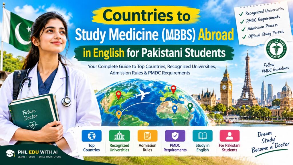 Countries to study medicine and MBBS abroad in English for Pakistani students with PMDC requirements and recognized universities